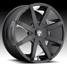 24 INCH DUB PUSH GLOSS BLACK 24" DUB PUSH BLACK WHEELS & TIRES TAHOE ESCALADE SILVERADO AVALANCHE